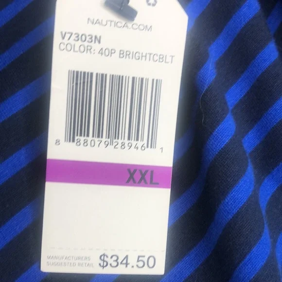 🇺🇸 Nautica Blue Stripped Long-sleeve Shirt, Size XXL - Picture 7 of 7